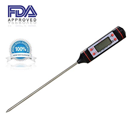 Vinovo Digital Food Cooking Thermometer For Grill Liquids Milk Turkey BBQ and Candy. 304 Stainless Steel Probe. FDA Approved