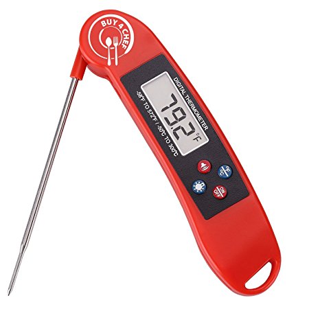 Buy4Chef Talking, Instant Read Digital Food Thermometer with Back Light | Food Grade Stainless Steel Probe & Durable Plastic Housing | Bonus Meat Temperature Guide