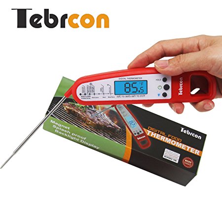 Grilling Thermometer - Instant Read Barbeque Thermometer - BBQ Thermometer with Long Probe, Magnet & Backlit for Cooking,Grill,Food,Steak,Milk,Meat,Water and Baking (by Tebrcon)