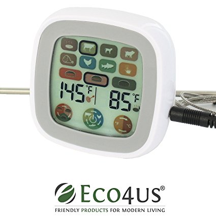 Eco4us - Easy To Use Cooking Thermometer Probe With Touchscreen Technology Equipped With Manual & 7 Preset Modes, A Cooking Temperature Gauge For The Best Cooking Experience