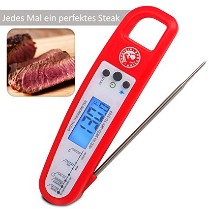 MEAT THERMOMETER - Digital Readout Lets You Cook Your Steaks To The Perfect Temp And Never Serve Under Cooked Chicken Again. Number 1 Rated For BBQ Grill, Smoker, Oven.