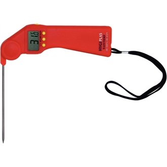 Hygiplas Instant Read Color Coded Easytemp Digital Probe Cooking Pocket Thermometer With On/Off facility to conserve battery power. Ensure your Food is Safe to Serve (Colour: Red. (Raw meat).)