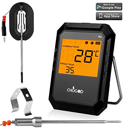 Meat Thermometer, Bluetooth Digital Cooking Thermometer WEINAS 6-Probe-Ports Alarm Monitor BBQ Grill Thermometer, IMPROVED Stainless Steel Probes Wireless Thermometer for Food Smoker Oven Kitchen