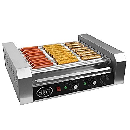 Clevr Commercial 11 Roller and 30 Hotdog Grill Cooker Warmer Hot Dog Machine