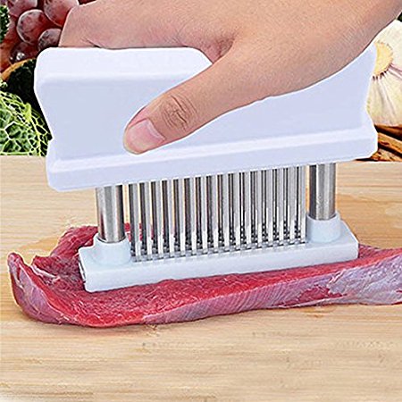 Tenderizer - Smaier Stainless Steel Blades Meat Tenderizer Barbeque & Marinating Prep Tool (White)