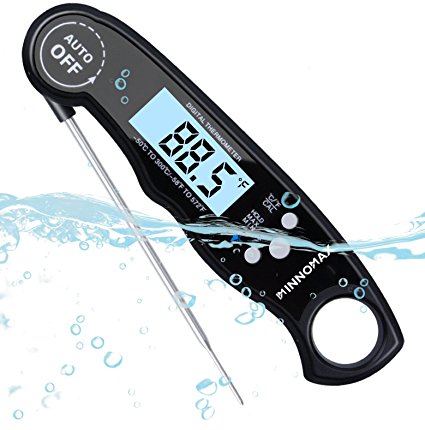 INNOMAX BBQ thermometer, Digital Cooking Thermometer, Instant Read Meat Thermometer with Long Probe, Waterproof,Calibration Function for Kitchen BBQ Grill Smoker Cooking Outdoor, Black …