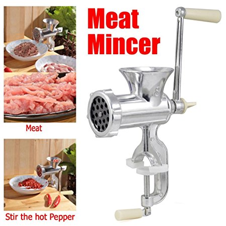 SODIAL(R) Retro Hand Operated Manual Kitchen Clamp Grinder Meat Mincer Maker Beef Sausage