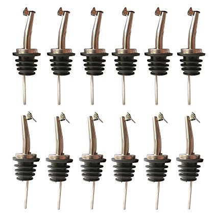 Axe Sickle 12pcs Wine Bottle Stoppers, Liquor Pour Spout, Speed Pourers, Olive Oil Bottle Tapered Spout for Oil, wine,vinegar and liquid. (Flip Top)