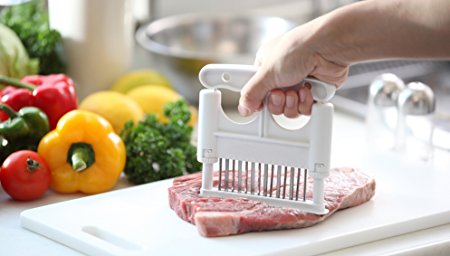 Meat Tenderizer - RAZOR Sharp Japanese Stainless Steel Blades, Kitchen Tool for Tenderizing Chicken, Steak & Pork, Best Kitchen Accessory, FREE Ceramic Knife with each order.