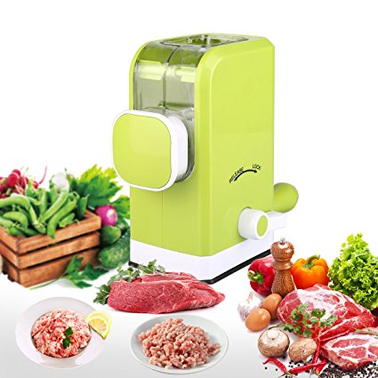 Manual Meat Grinder Mincer with Powerful Suction Base & Stainless Steel Blades Perfect Gift for Grinding Meat, Vegetables, Garlic, Fruits, Pepper-FREE Brush Incluled(Green)