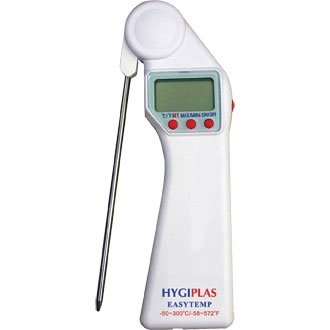 WIN-WARE Easytemp Digital Pocket Stem Thermometer. Reliable and Robust foldaway probe and auto on / Off facility to conserve thermometer battery power - store it in the pocket of your chef's whites!. Suitable for use with a variety of food products from meat and dairy to liquids and semi-solids. Supplied with a AAA Battery