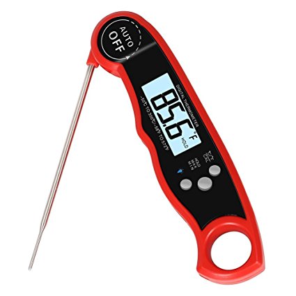 Meat Thermometer Digital Waterproof BBQ Grilling Nonstopfind Meat Thermometer Red Instant Read Food Thermometer with Calibration and Backlight Functions Cooking Thermometer For Water Tea Bathing Milk