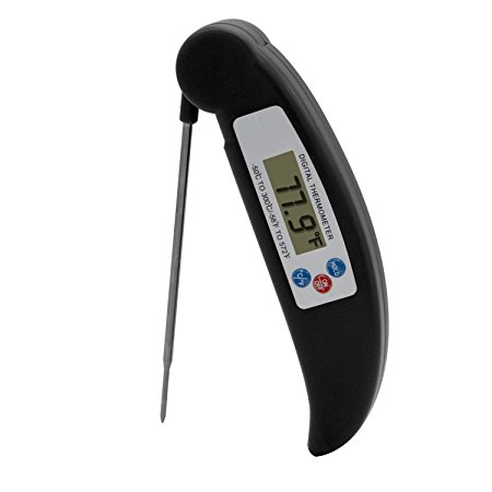 Barbeque Thermometer,eBerry® Digital Electronic Cooking Thermometer Instant Read, Long Probe Collapsible,LCD Screen,Anti-Corrosion,Best for Food, Meat, Grill, BBQ, Milk,and Bath Water Black