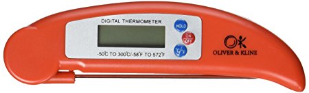 Best Digital Meat Thermometer - Instant Read Technology - Perfect for Food, Grill, BBQ & Liquid - Fast Accurate Readings - Batteries Included - Candy, Roasts, Fish, Sauce & More - From Oliver & Kline