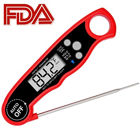 ZenNutt Digital Food Instant Read Meat Thermometer for Cooking with Durable Longer Probe for Kitchen,BBQ,Candy,Milk,Tea,Grill,Smokers (Red-B)