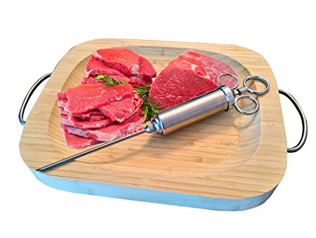 Best Stainless Steel Meat Injector by AmazaChef Infuses and Locks Flavor Into Any Meat, Includes 2 Easy to Clean Marinade Needles, Enhance Your Home Cooked Meals Now!