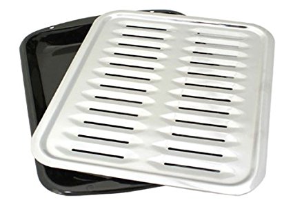 Range Kleen BP100 Porcelain Broiler Pan with Chrome Grill, 2-piece