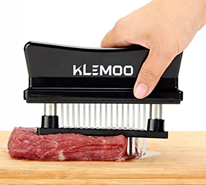 KLEMOO Meat Tenderizer Tool - 48 Ultra Sharp Needle Stainless Steel Blades Kitchen Tool for Chicken, Steak, Beef, Pork, Fish, Make a Difference in Tenderness (Black)