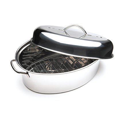 Fox Run 0171 Oval Roaster Set, Stainless Steel, 10-Quart