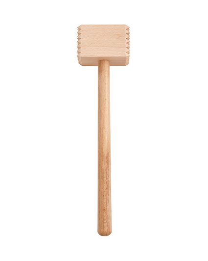 HIC Wooden Meat Tenderizer Mallet Marinating Prep Tool, Double Sided, FSC-Certified Eco-Friendly Beechwood, 12.5-Inches