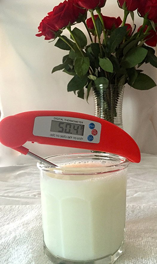 Ms Bob's -Red -Instant Read -Digital -Food Thermometer -Pocket Sized -Collapsible- Hand Held -Super Fast -Accurate -Cooking -Meat -Oven-BBQ -Grill -Auto Shut Off